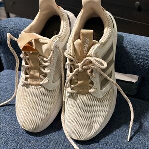 adidas Light Beige Knit Low-Top Sneakers with Tan Accents